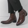 Neue Mode Designer Winter Spitz Lackleder Chelsea Stiefeletten Für Männer Flach Schwarz Braun High Tops Schuhe Zapatos Hombre
