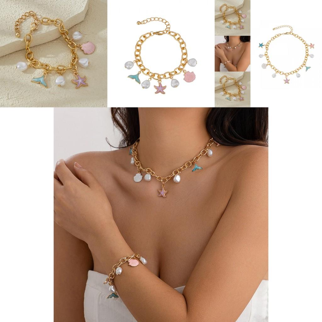 Beautifully Crafted Beachy Starfish Shell Necklace With Eye-catching Tassel Design