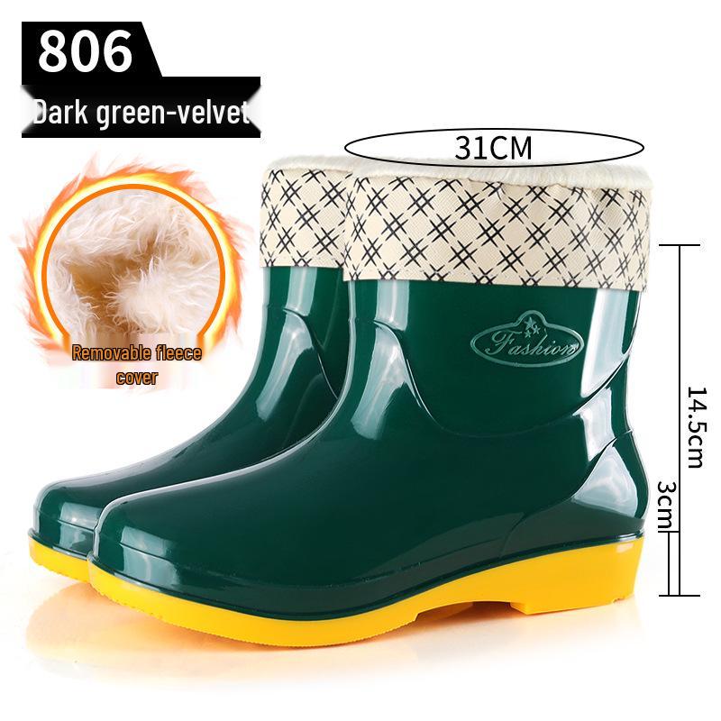 Simple Four Seasons Waterproof Women's High-Top Rain Boots and Shoes for Labor Protection and Cleaning