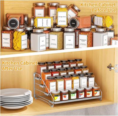 4 Tier Spice Rack Countertop Kitchen Countertop Space-Saving for Cabinet Herb Jars Storage Holder Wall Mounted Tierd Seasoning