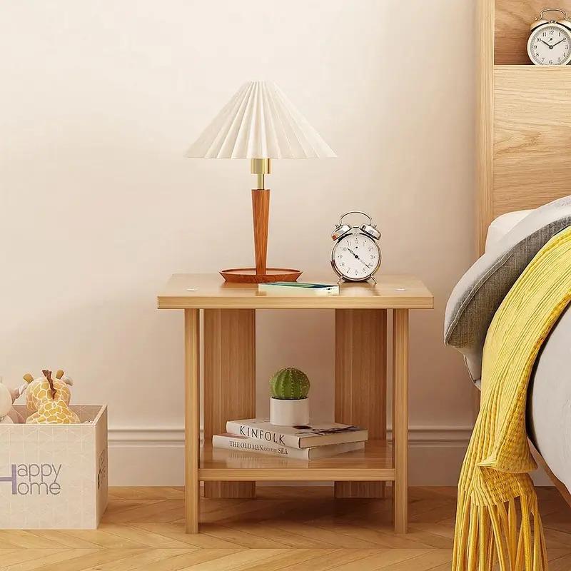 Simple Bedside Table Solid Wood Nightstands Double-Layer Night Table Living Room Sofa Side Table Modern Home Bedroom Furniture