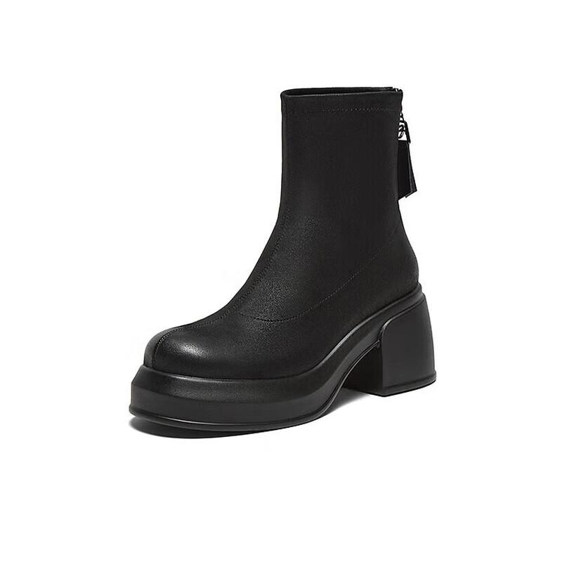 BASTO Women's Winter Platform Chunky Heel Ankle Martin Boots
