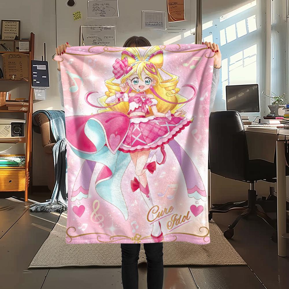 1PC Pretty Cure Print Flannel Blanket, High quality Comfortable for All Seasons, Home Decor, Warmth and Comfort, Perfect for Christmas Gifts121