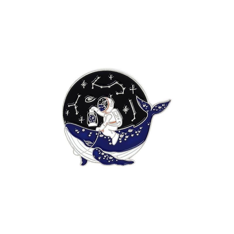 Cute Creative Astronaut Whale Series Brooch Alloy Design Pin For Versatile Fashion Accessories