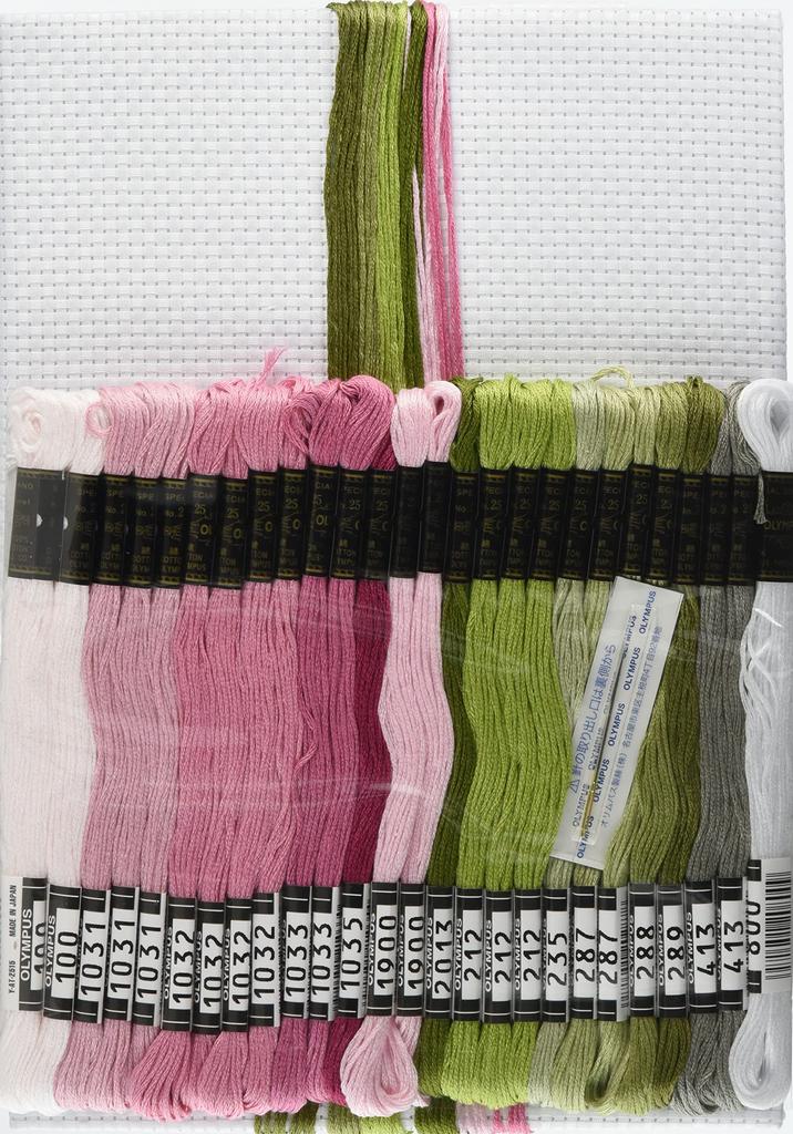 Olympus Thread Cross Stitch Embroidery Beautiful Sweet 6054 Kit, Flowers, Rose, White,