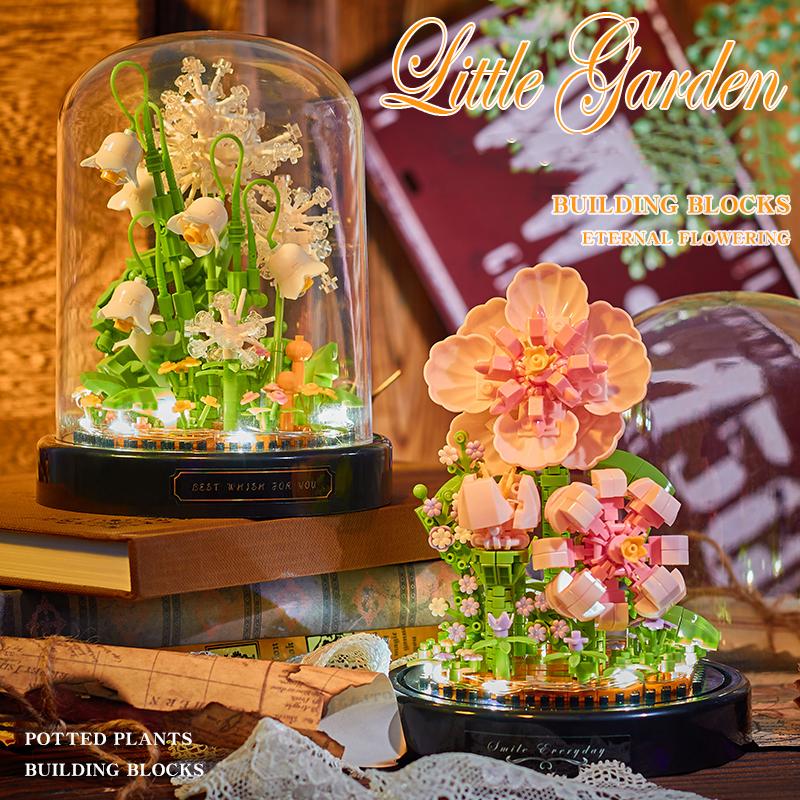 Christmas gift Micro Flower Building Blocks Mini Bricks Particles Eternal Life Flowers Home Decoration Assembling Puzzle Toy kid