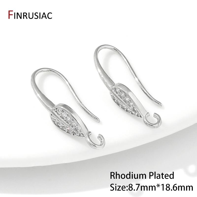 

18K Gold Plated Brass With Zircon Earring Hooks,Leaf Shape Ear Wire Hooks,Earring Making Findings,Accessories For Jewelry 1 Pair