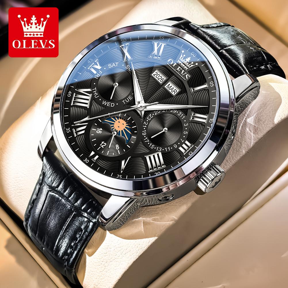 OLEVS 6785 Luxury Man Watch 24 Hour Moon Phase Perpetual Calendar Roman Dial New Automatic Mechanical Wrist Watches For Men