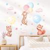 1Pc Cartoon Cute Animals Rabbit Balloon Wall Sticker Decoration for Bedroom Girls Gift Wall Art Home Decor Living Room Kids Room