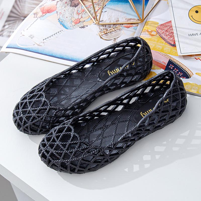 Women's Fashionable Summer Jelly Sandals, Soft Sole, Versatile Closed Toe, Hollow Out Design, Flat Sole, Outdoor Wear, 2022 Style
