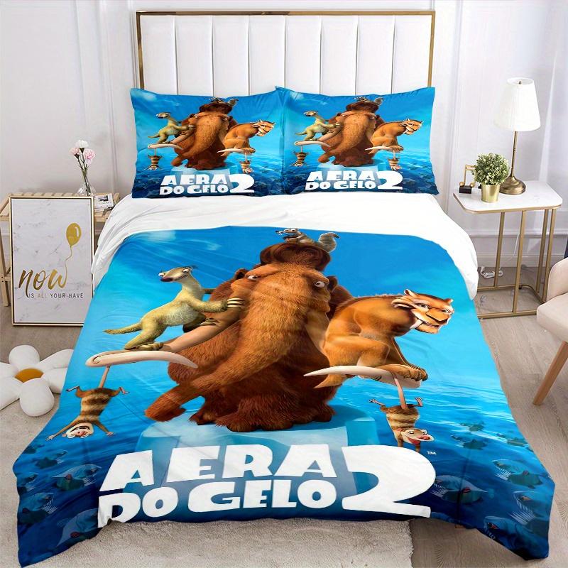 3pcs Ice Age 2 Movie Poster Bedding Set, 1 Soft Quilt Cover + 2 Pillowcases, Machine Washable, Suitable for All Seasons, Perfect Gift for Fa