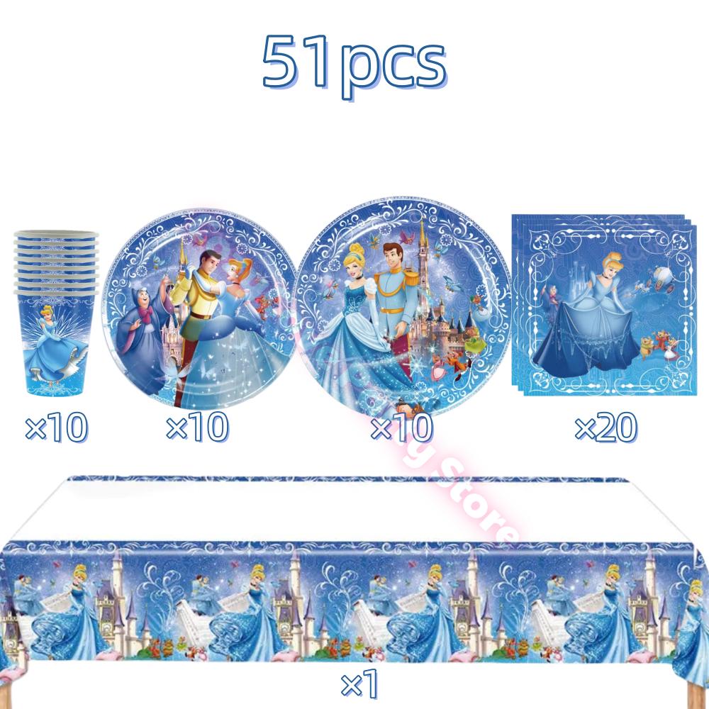 Cinderella Birthday Party Decoration Princess Balloons Cups Plates Banner For Girls Party Favor Gifts Baby Shower Photo Props
