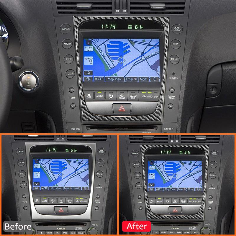 Carbon Fiber Car Center Console Navigation Screen Trim Frame Decoration Sticker For LEXUS GS 2006-2011 Interior Accessories
