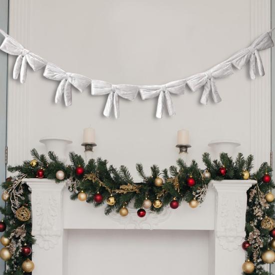 Yousheng 6Pcs Red Velvet Bow Tie Wreath Bowknot Garland Christmas Decor Home Entryway Indoor Holiday Decoration with Ropes