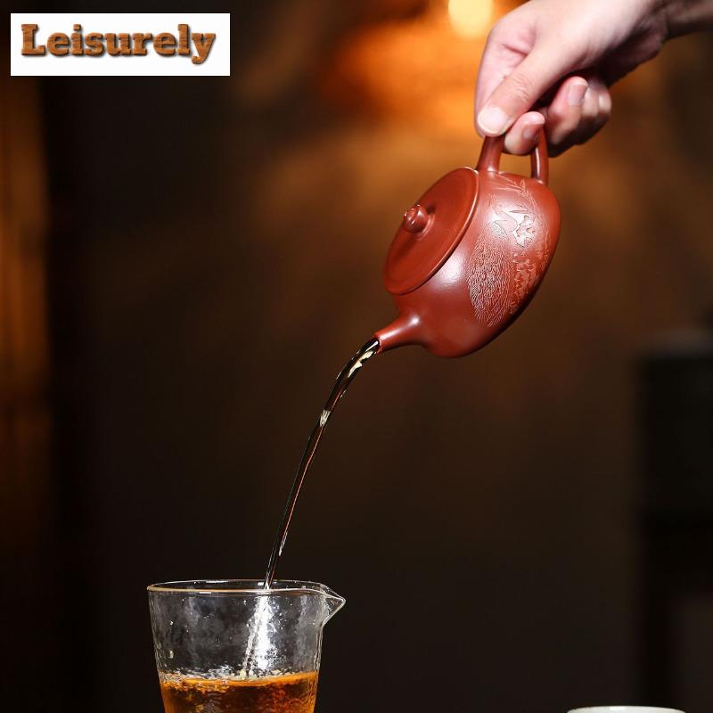 220ml Boutique Yixing Purple Clay Teapots Handmade Stone Scoop Pot Raw Ore Dahongpao Mud Kettle With Filter Chinese Zisha Teaset