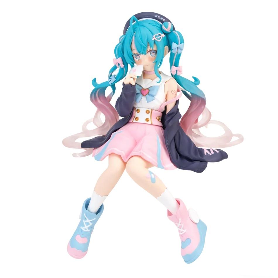 New Hatsune Miku Anime Figure Pink Sakura Sitting Position Pvc Action Figure Model Toy Decoration Collect Gifts