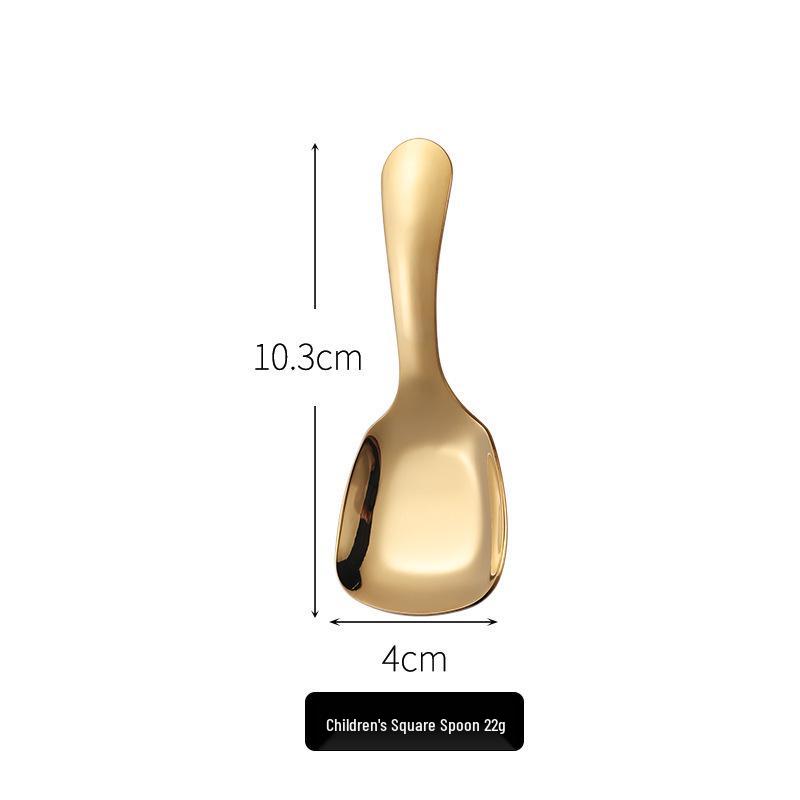 304 Stainless Steel Mini Spoon: Small Children's Ice Cream, Dessert, Short Handle Tea Spoon with Square and Pointed Heads.