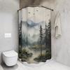 Foggy Mountain Shower Curtain – Misty Forest Woodland Design,  Gift for New Homeowners or Bathroom Redecoration