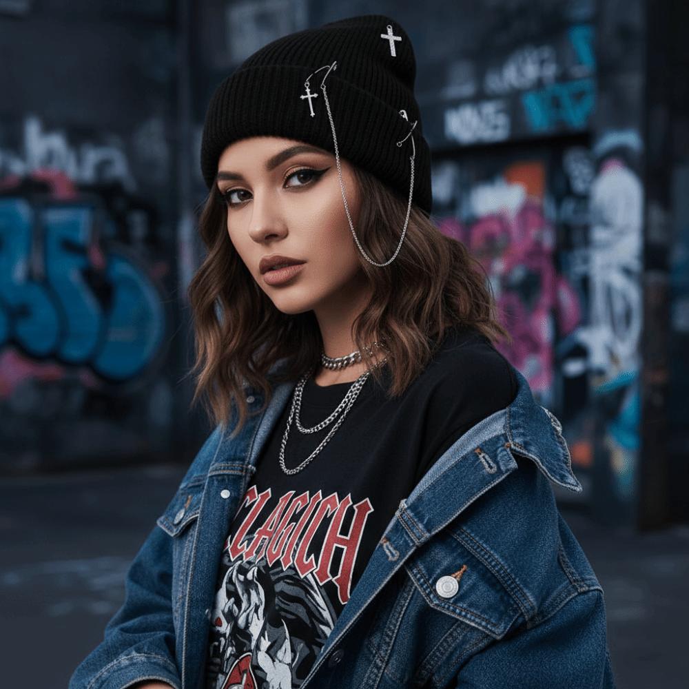 Subculture Headwear Y2K Cat Ear Hat Handmade Pullover Hat Punk Beanie Hat  Female Teens