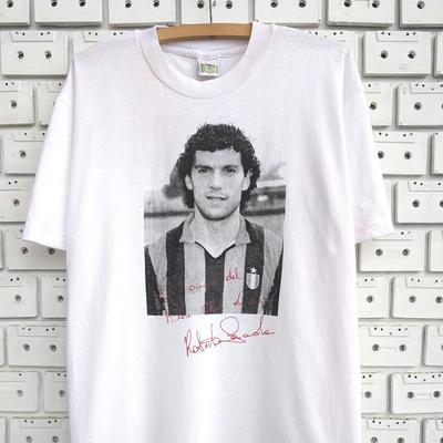 Vintage 90er Roberto Donadoni T-Shirt AC Mailand Rossoneri Fußball Soccer Tee T-Shirt Herren Kinder