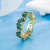 Bright Green Cubic Zirconia Ring Female Engagement Party Jewelry Noble Lady Fashion Wedding Ceremony Accessories Gift
