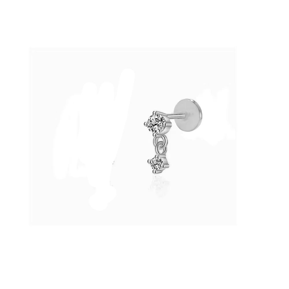 Aide 1pc 925 Silver Mini Zircon Thick Flat Screw Back Drop Earrings For Women K Gold Piercing Stud Earrings Jewelry