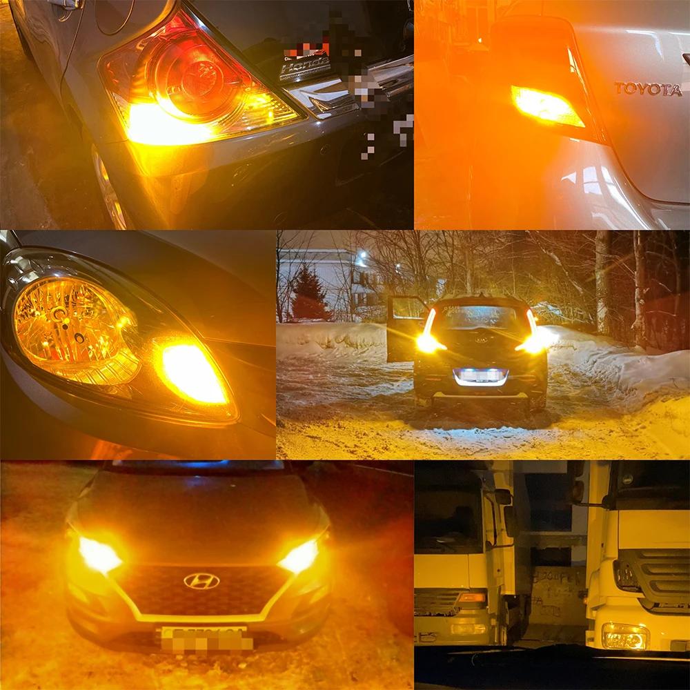 AUXITO 2Pcs 1156 BA15S BAU15S P21W T20 7440 LED Bulb Canbus PY21W W21W WY21W LED Auto Turn Signal Lamp Amber Car Light 24W 12V 1156 ba15s P21W