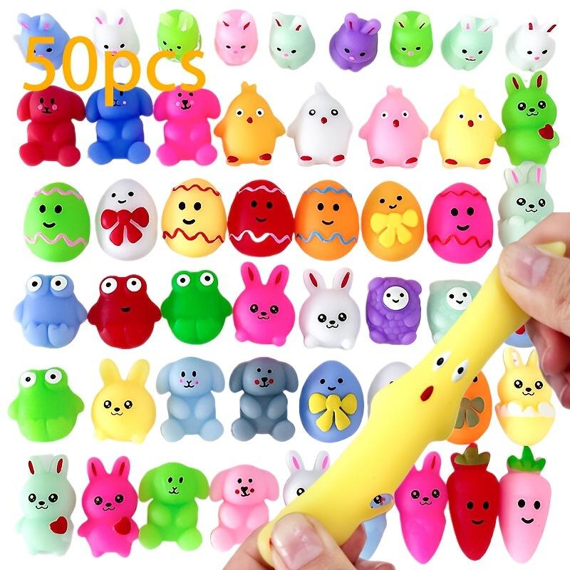 6/24Pcs Easter Mochi Squishies Toy Kawaii Bunny Easter Squishy Sensory Toys Push Stress Relief Slow Rebound Fidget Toys Gifts