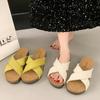 Fashion 2025 New Summer Elegant Fish Mouth Casual Outside Beach Slippers Fashionable Comfortable Round Toe Flat Slippers for Women