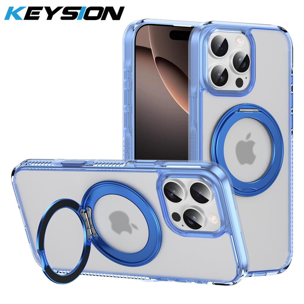 KEYSION Coque de protection pour iPhone 16 Pro Max 16 Plus avec bouton de contrôle tactile et anneau magnétique MagSafe 360, chargement sans fil, mat et transparent