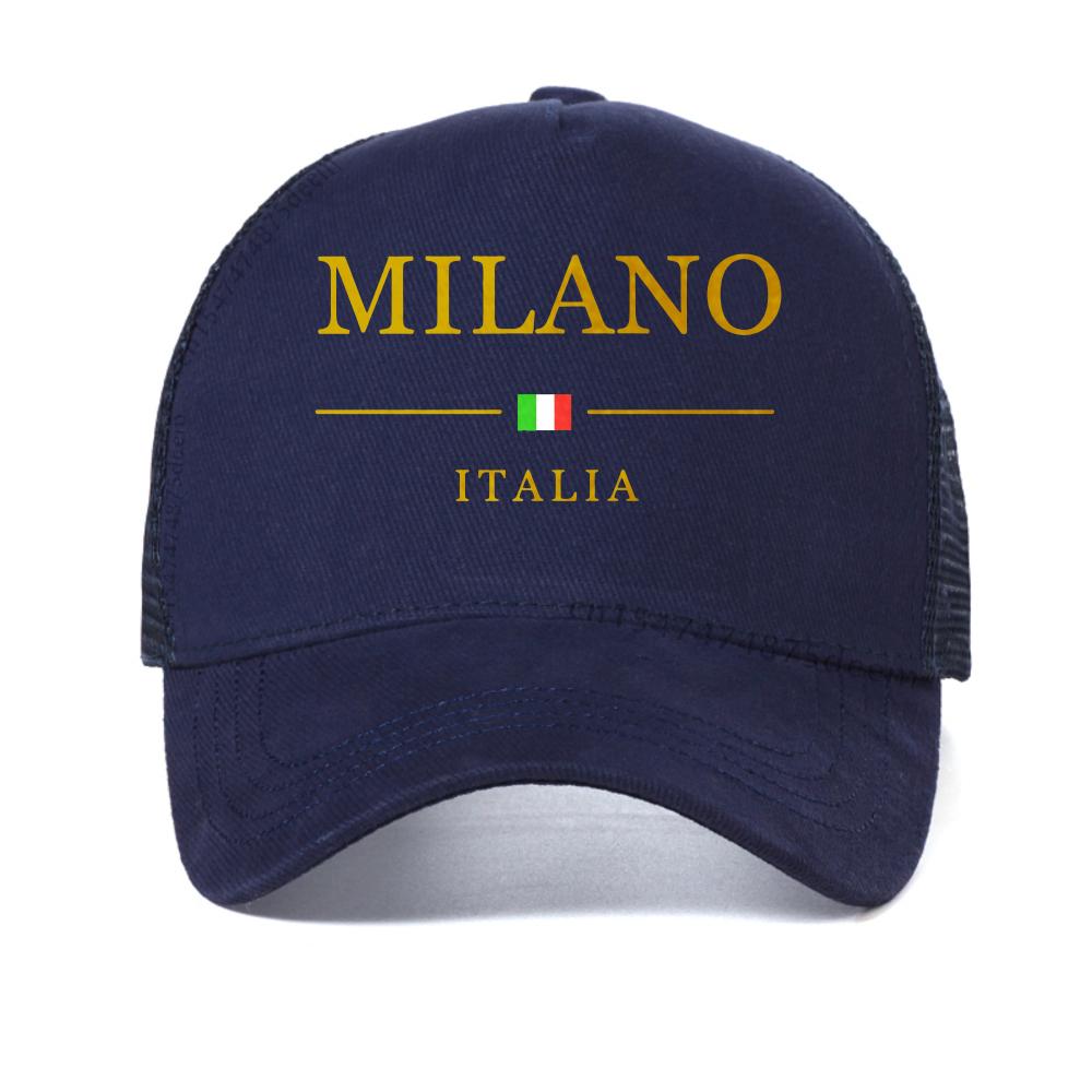 

Milan Italy Is My Favorite City Mens baseball cap Unisex Casual mesh adjustable Trucker Hat fashion outdoor Breathable sun hats Adjustable темно-синього кольору