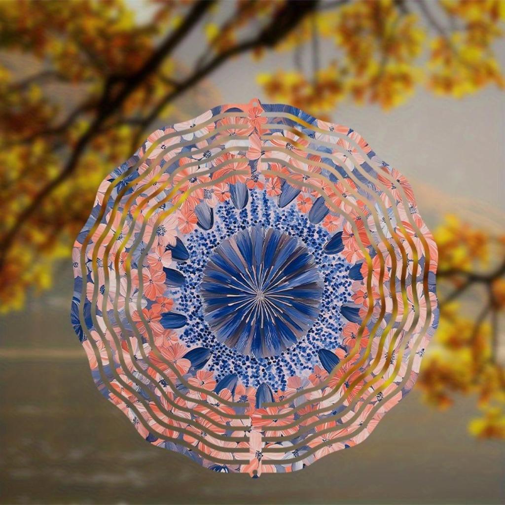 Vibrant Blue and Orange Wind Chime for Garden Decor with 360 Degree Hanging