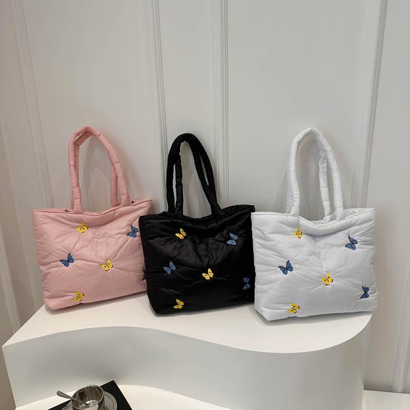 Large Capacity Embroidered Butterfly Casual Commuter Tote Bag In Fashionable Colors