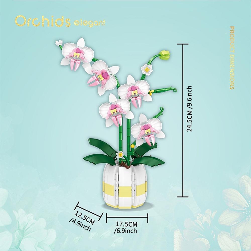 

Букет Орхідей у Горщику Набір Будівельних Блоків Креативна Настільна Прикраса Розвиваюча Головоломка Квіткова Іграшка для Дітей Унікальний Подарунок на Свято with box