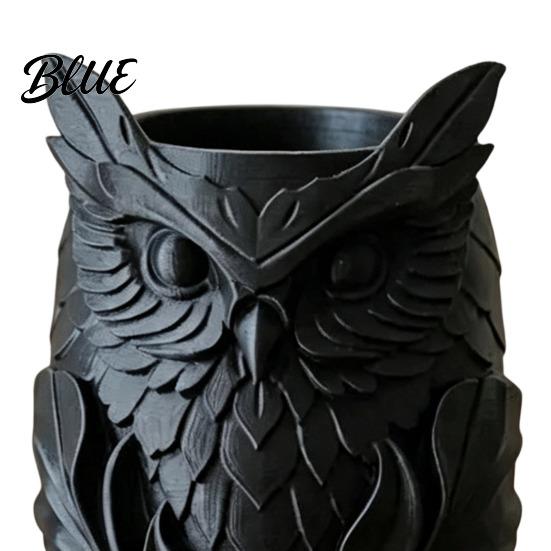 Small Desktop Storage Tube 3D Printed Owl Pen Holder Creative Desk Organizer for Office Stationery Stable Marker Retro Relief Animal Container