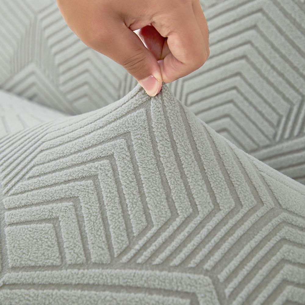 Stretch Solid Color Armless Sofa Bed Cover Foldable 3D Jacquard Fleece Lazy Sofa Bedding