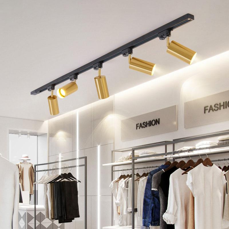 Sistem de șină cu spoturi LED GU10 Aluminiu Lampă de plafon Modern Aur Corp de iluminat cu urmărire Magazin de haine Spoturi Lămpi de plafon
