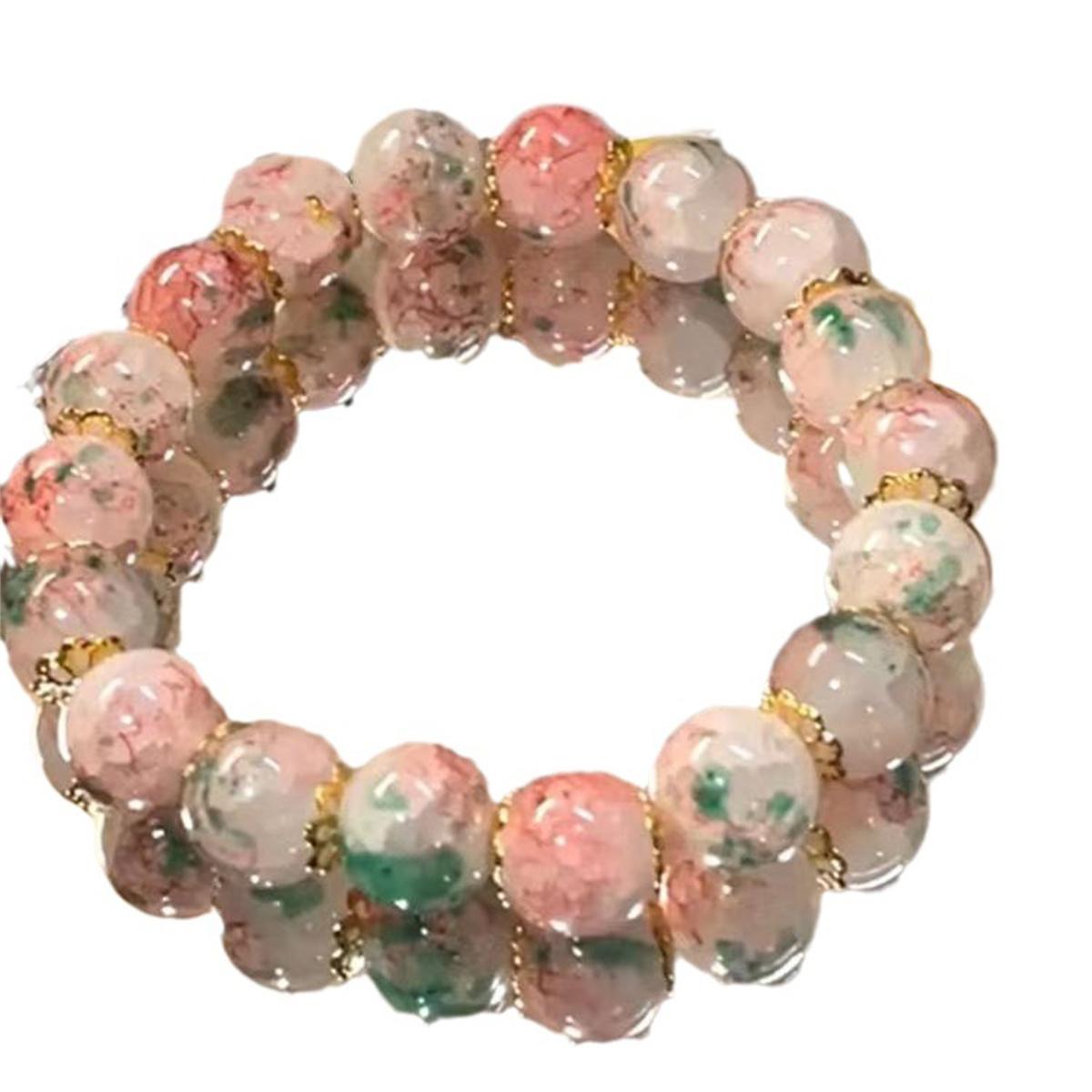 

Модный браслет с цветущей вишней для женщин, изысканный элегантный цветочный браслет с бусинами, подарок на вечеринку для девочек розовый