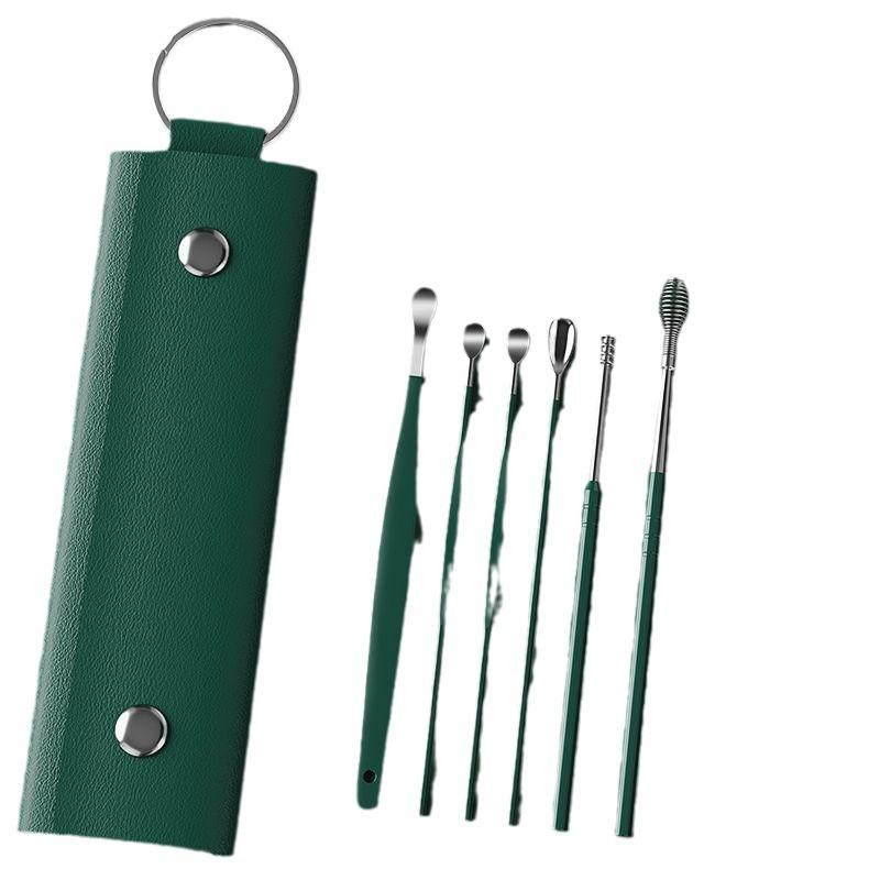 6Pcs/set  Household Portable Ear Spoonscoil Spring Ear Picking Tool Ear Picking Set 6-piece Set, Ear Digging Spoons Femal