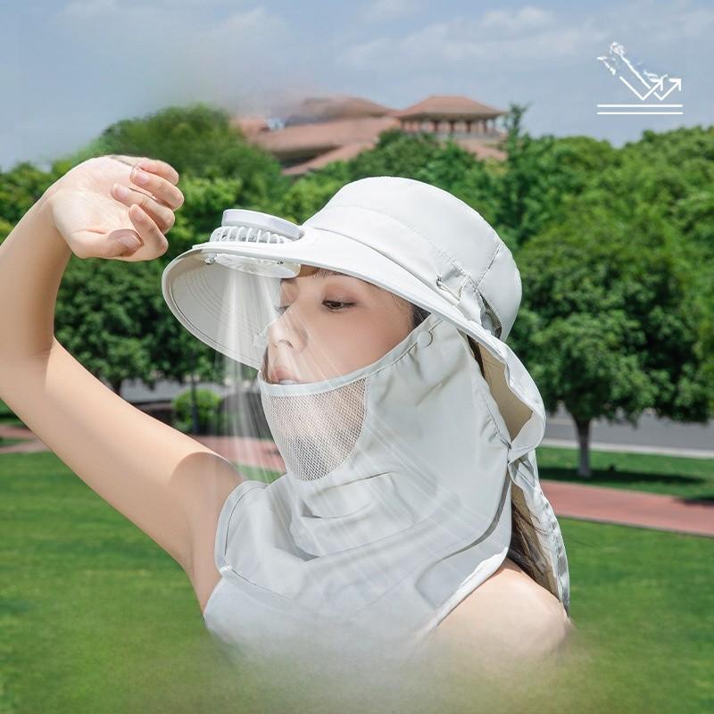 Sun Protection Hat With Fan For Women Summer Uv Shield And Breathable Cap