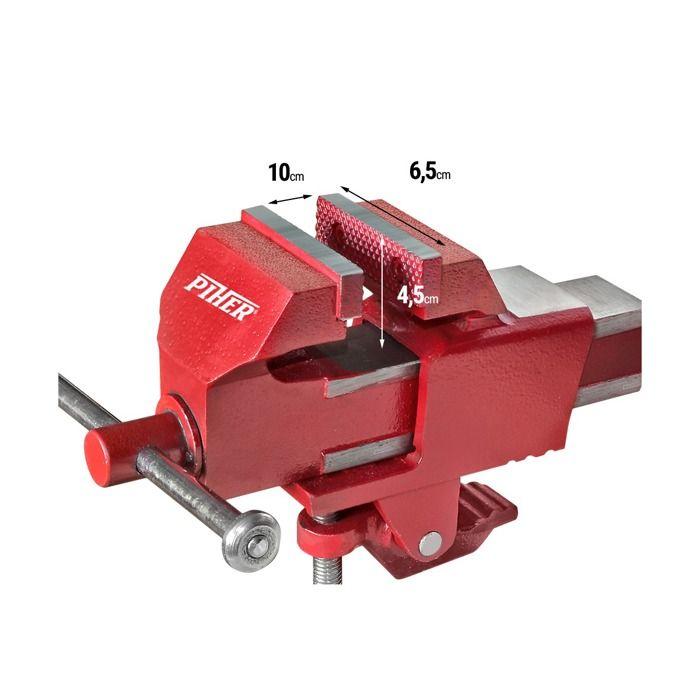 Etau mobile d'établi - piher - 55007 - fonte - 6,5 x 4,5 x 10 cm - mors interchangeables