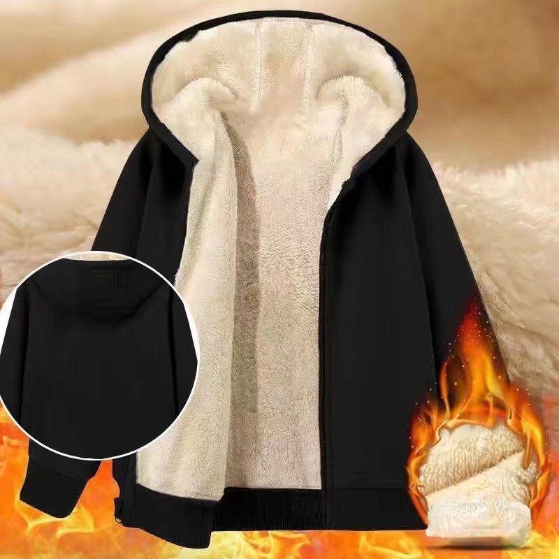 

Зимняя куртка Plus Velvet Thick Jacket, свитер для мужчин с капюшоном, повседневная спортивная, свободная, корейская версия, широкий овечий бархат XXXXXL чёрный