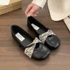Retro round head shallow mouth single shoes women's spring new ballet Mary Jane shoes casual soft leather flat bottom