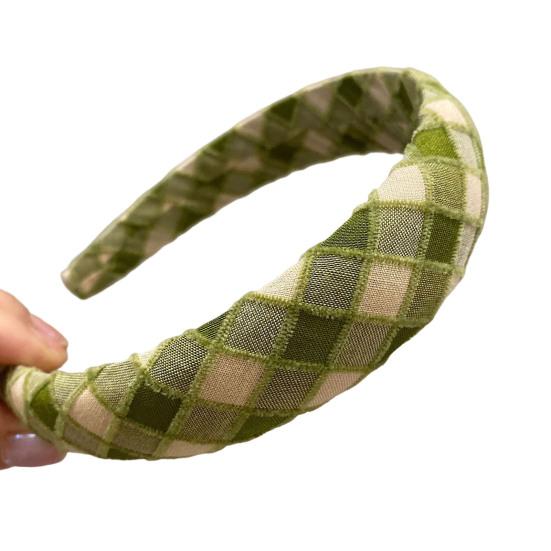 Hårbøylebånd med bred kant Sklisikker søt stil rutete mønster Hodeplagg Frisyrefiksering Elegant hårbånd med bred side Søt hodeplagg Kvinner Tilbehør