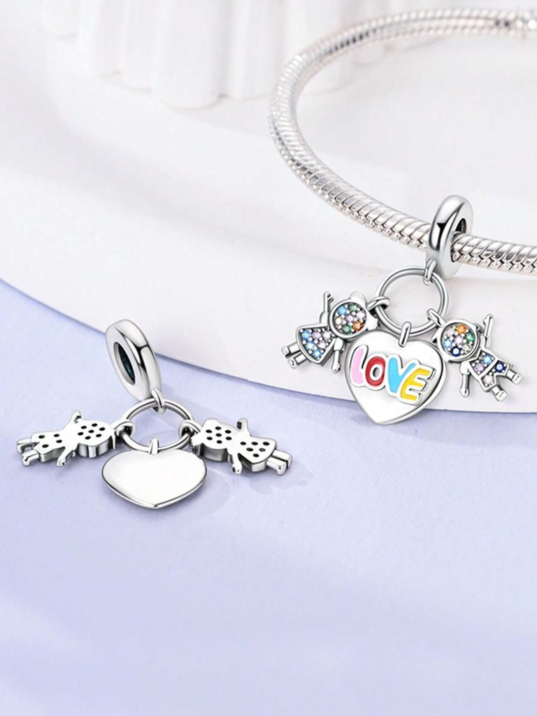 Charms Plata Copper Colors Valentine'S Day Love Crown Beads Charm Pendant For Original Bracelet For Women Diy Jewelry Love Gift