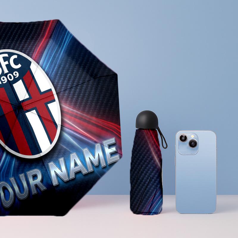 Bologna FC Manual Five Fold 8 Rib Umbrella Support Custom Text, Lightweight Travel Umbrella