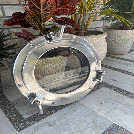

30.48cm Brass Brown Ship Porthole with Glass Wall Mounted Bathroom Nautical