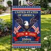 250th Anniversary American Garden Ag 1776-2026, 250 Anniversary USA Ag 4th of July Garden Ag, Burlap Garden Ags 12x1 IIC