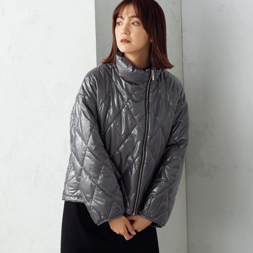Comme Ca Ism Quilted Coat M Charcoal 12-25MC01-203