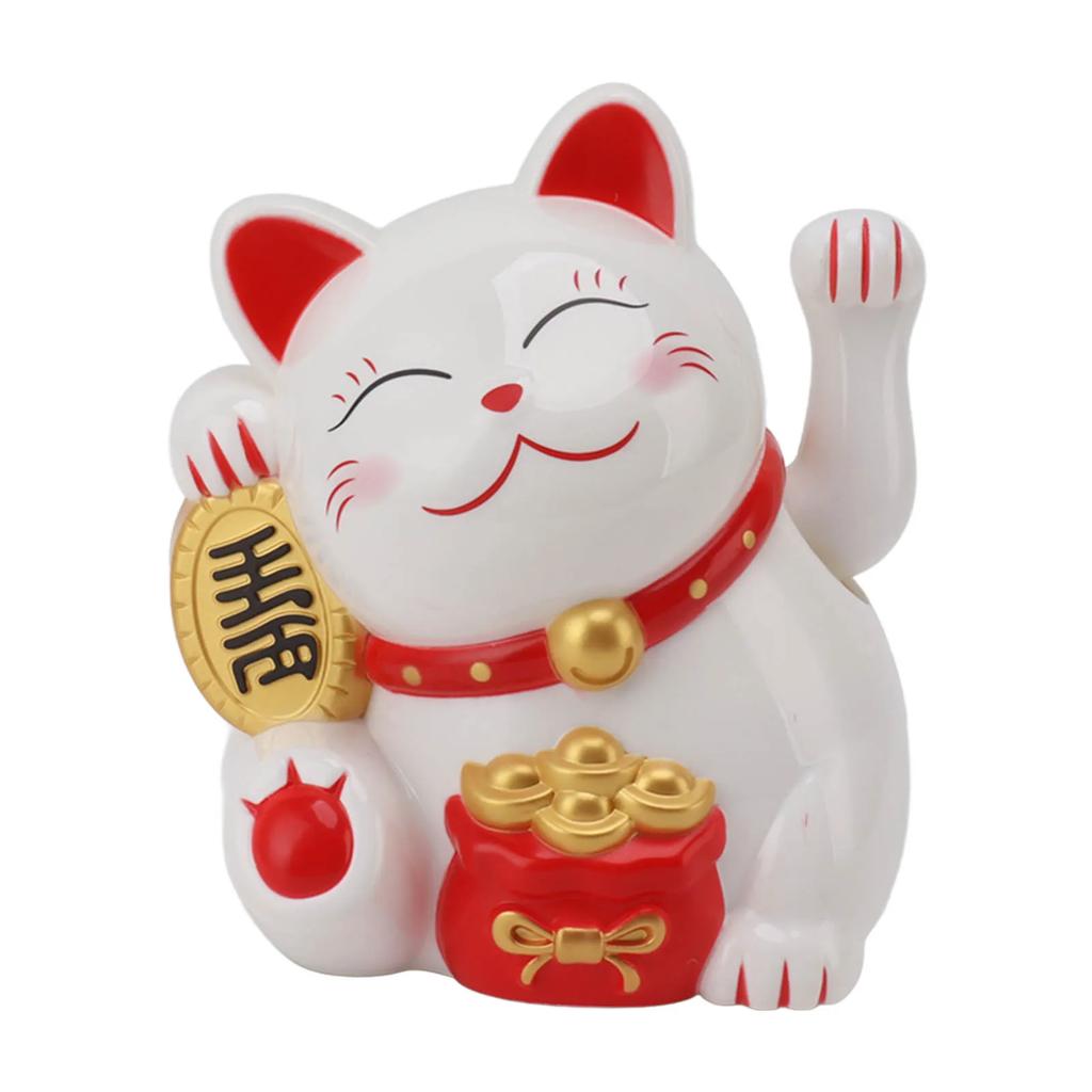 5.5in Electric Waving Arm Fortune Cat Decorative Cute Plastic Cat Ornaments for Cashier Desk Fortune Cat Decoration Fortune Cat